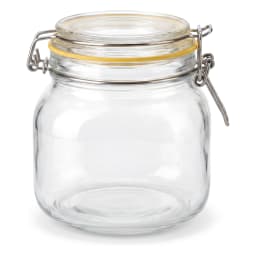 Glass Storage Jar with Clip Top Lid - Clear, Orange Seal - view 2
