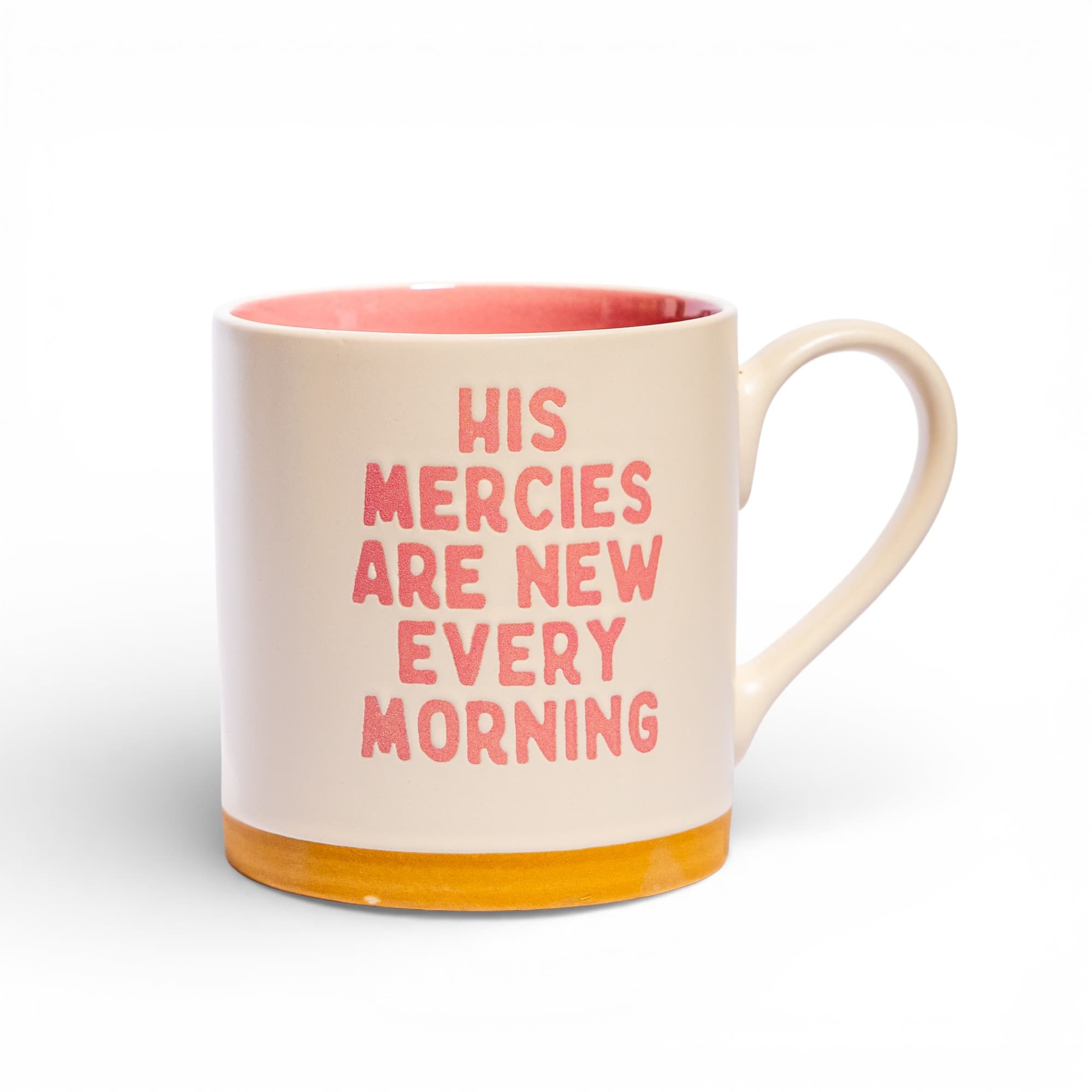 Ceramic Mug with Quote - Cream & Pink