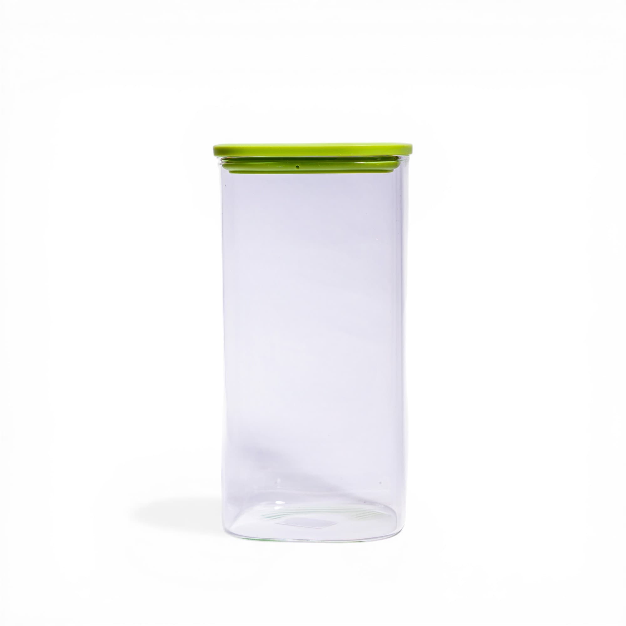 Clear Plastic Storage Jar with Green Lid