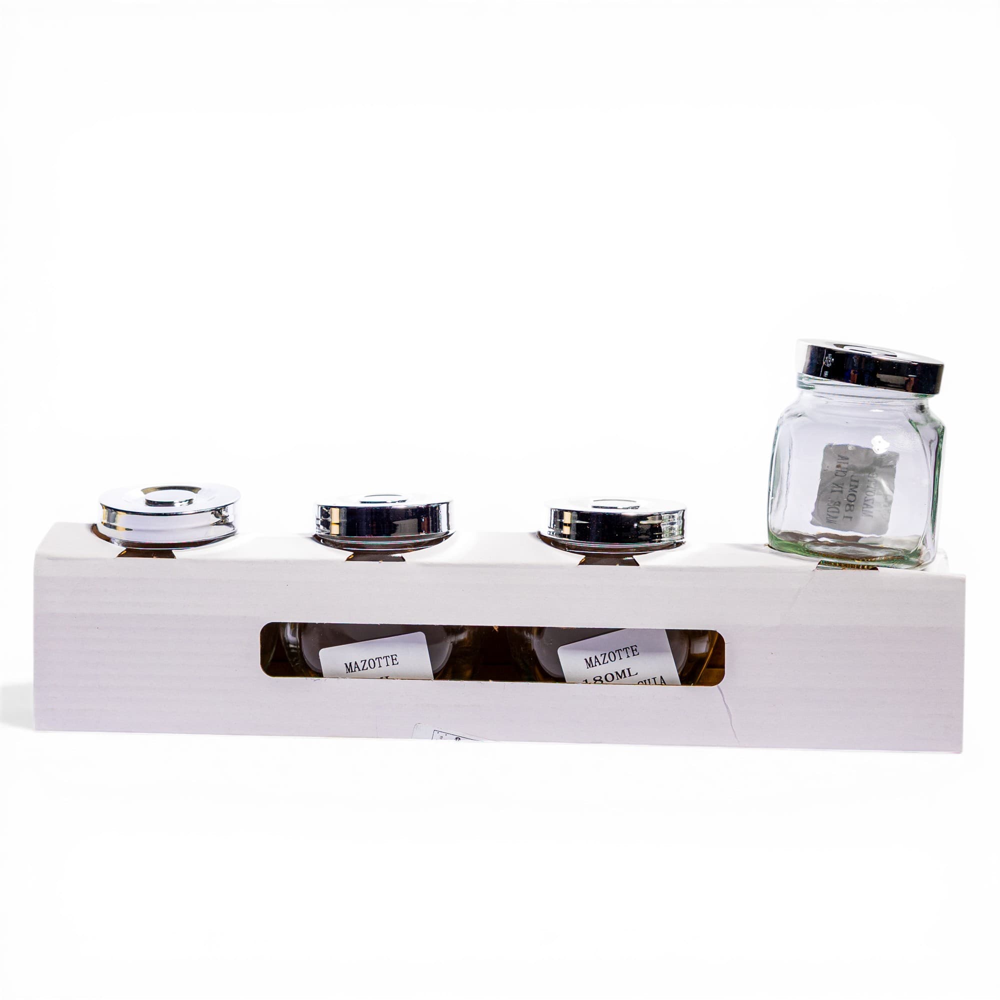 Glass Jars with Lids - 80ml Square Storage Set of 4
