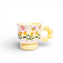Ceramic Mug with Floral Design and Bubble Handle - view 1