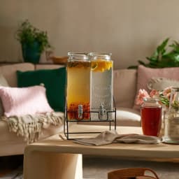 Glass Beverage Dispenser Set with Stand - 2 Pieces - view 6