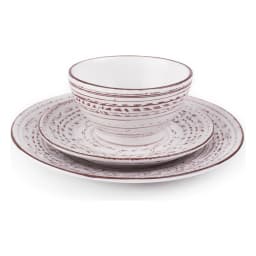 Dinnerware Set porcelain - 24Pcs Rustic White & Brown - view 3