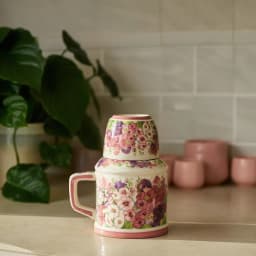 Porcelain Jug & Cup Set - Cream Floral - view 1