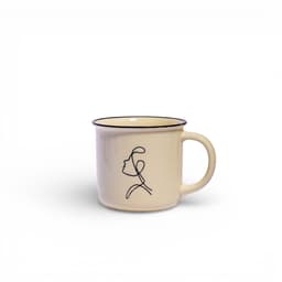 Ceramic Mug Cream with Line Art Design - view 1