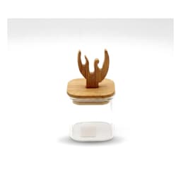 Square Glass Storage Jar with Decorative Wood Lid - view 2