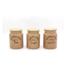 Porcelain Storage Jar Set - Tea, Coffee, Sugar - 3 Pcs Beige - view 2