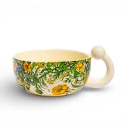 Ceramic Mug Floral Design - Cream - view 1