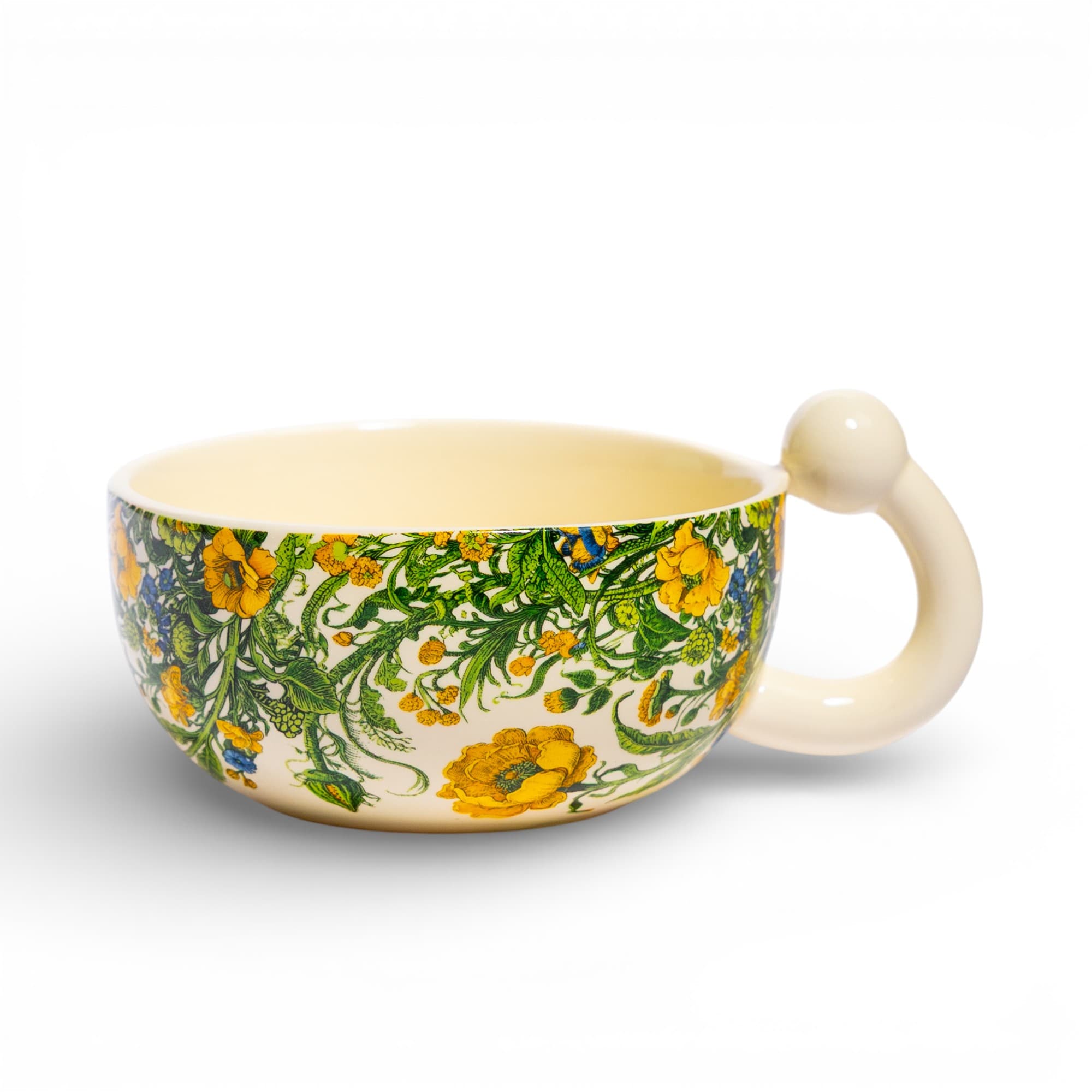 Ceramic Mug Floral Design - Cream