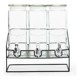 3 Clear Glass Beverage Dispensers with Black Metal Stand - view 2