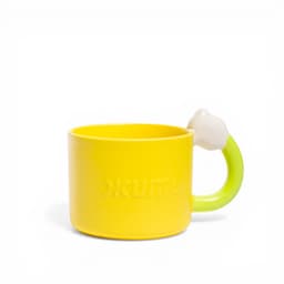 Ceramic Mug Pink with Green Handle - Unique Design - view 3
