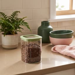 Square Glass Storage Jar with Green Lid - view 1