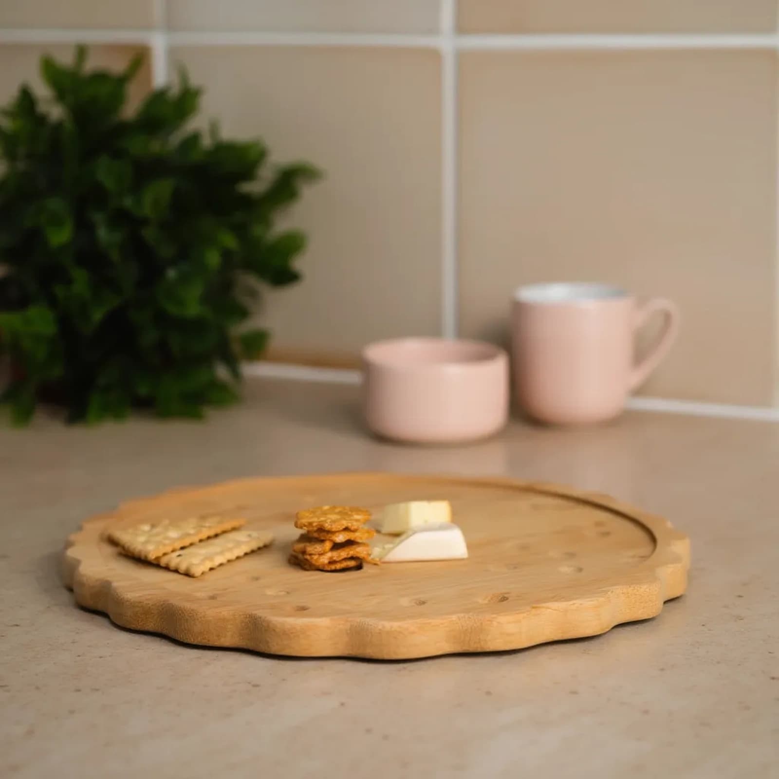 Bamboo Biscuit Coaster - Round Light Brown