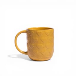 Yellow Ceramic Mug with Embossed Hearts - view 1