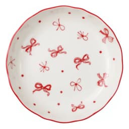 porcelain Dessert Plate - White with Red Bows - view 2