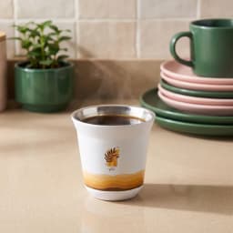 Thermal Tea Cup Set - White with Gold & Brown Design - view 1