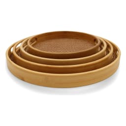 Round bamboo serving tray set -  4 piece - view 3