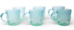 Glass Mugs Set - Textured Blue-Green - 6 Pieces - view 2