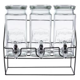 Glass Beverage Dispenser Set with Stand - 3 Clear Dispensers - view 3