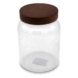 Glass Storage Jar with Brown Lid - Clear - view 2