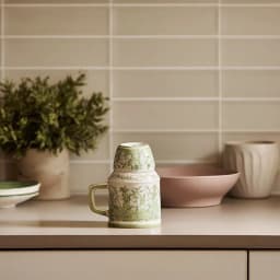 Porcelain Jug & Cup Set - Green Floral - view 1