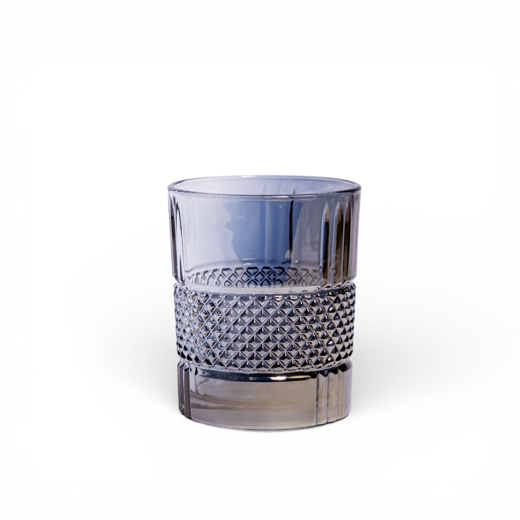 Smoky Grey Glass Tumbler - Diamond Textured Design