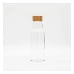 Clear Glass Bottle with Wood Lid - view 2
