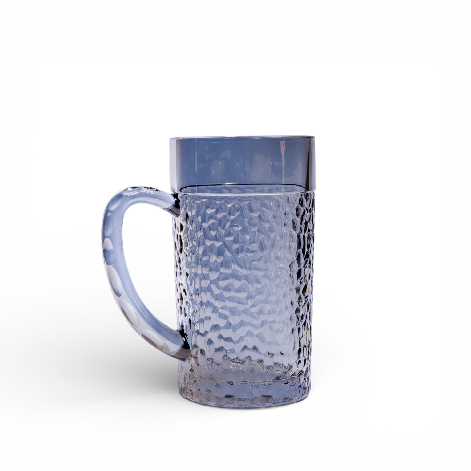 Blue Textured Glass Mug with Handle