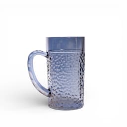 Set of 6 Blue Textured Glass Mugs with Handles - view 2