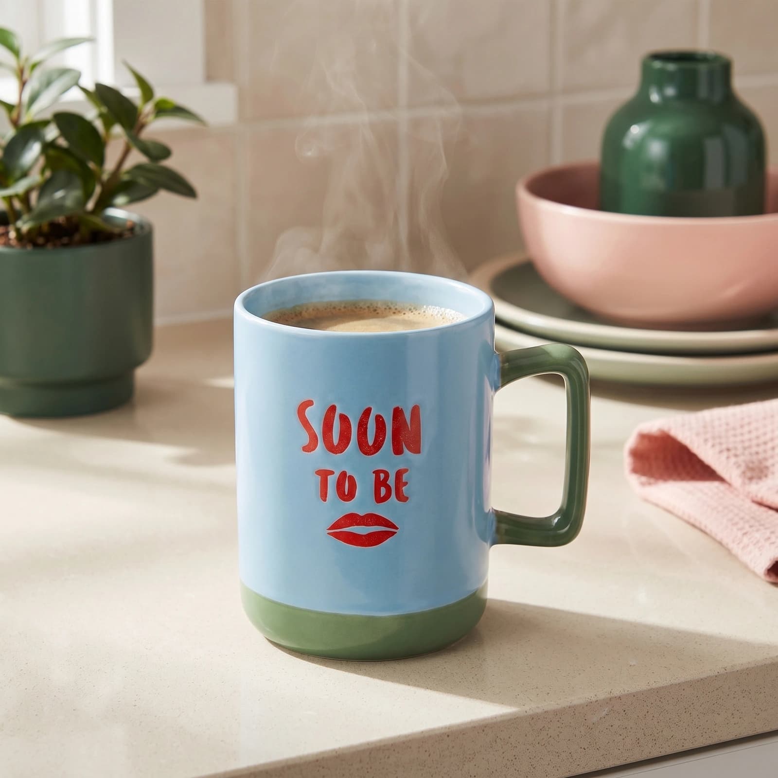 كوباية سيراميك لبني - تصميم "Soon To Be" - أكواب