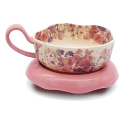 Porcelain Cup & Saucer Set - Pink Floral - view 2