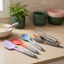 Silicone Kitchen Utensil Set - 5 Pcs Spatulas, Spoons & Tongs - view 1