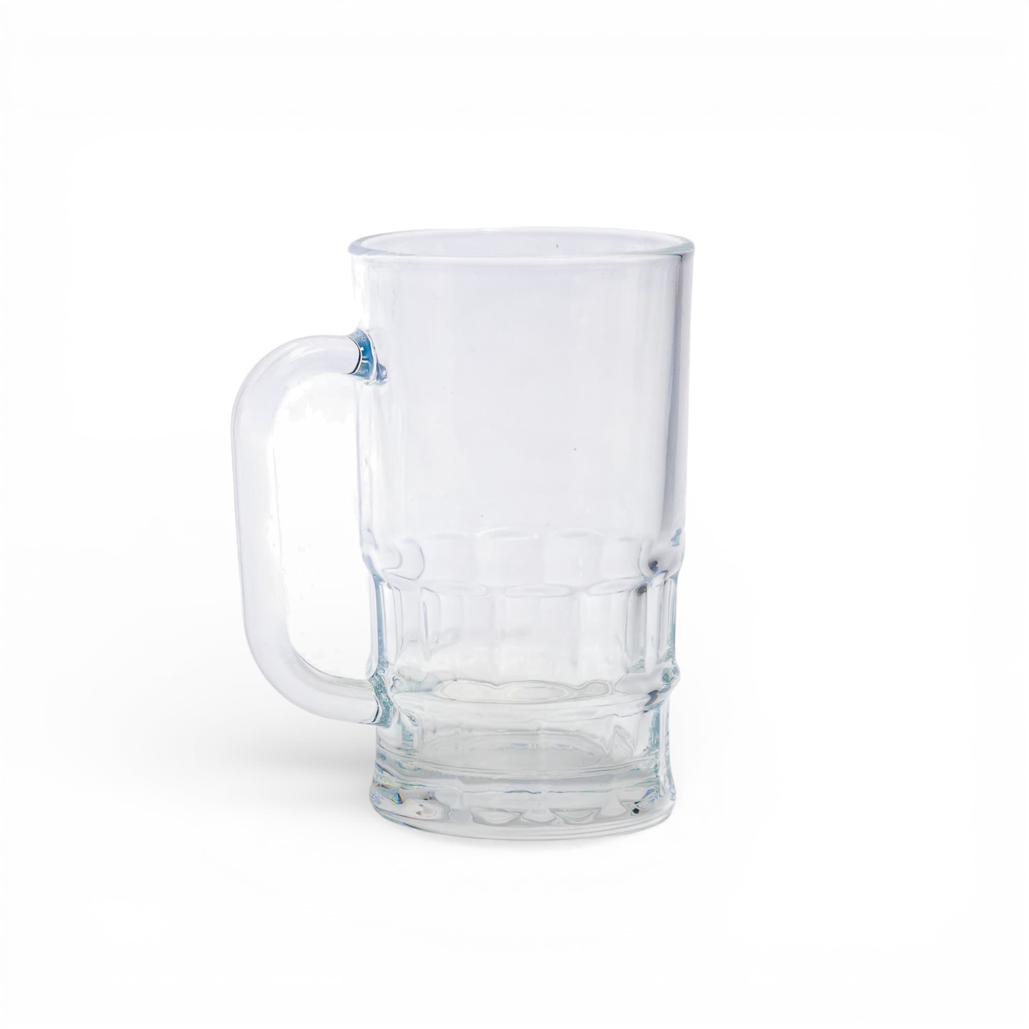 Clear Glass Mug with Handle - Ribbed Design