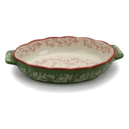 Oval Porcelain Baking Dish - Green & Red Floral - view 2
