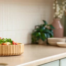 Round Fluted Bamboo Serving Bowl - Natural Wood - view 4