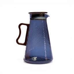 Textured Glass Pitcher & 2 Glasses Set - Blue with Brown Handles - view 2
