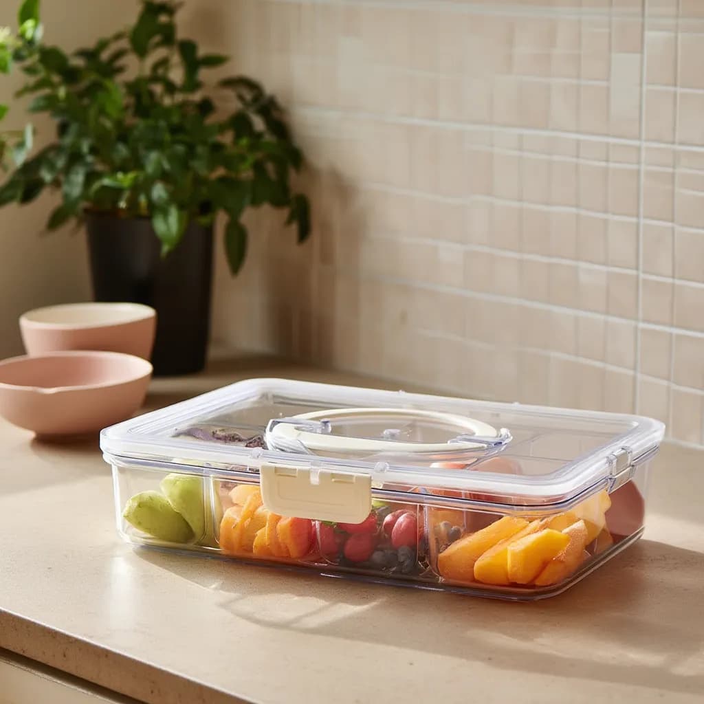 Clear Plastic Food Storage Container with Drainer