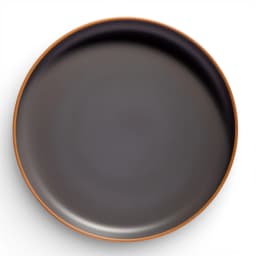 Porcelain Bowl & Plate Set - Dark Grey with Orange Rim - view 3