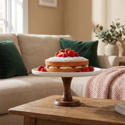 White Porcelain Cake Stand with Dark Wood Base - view 4
