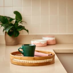 Set of 3 Round Bamboo Serving Trays - view 1