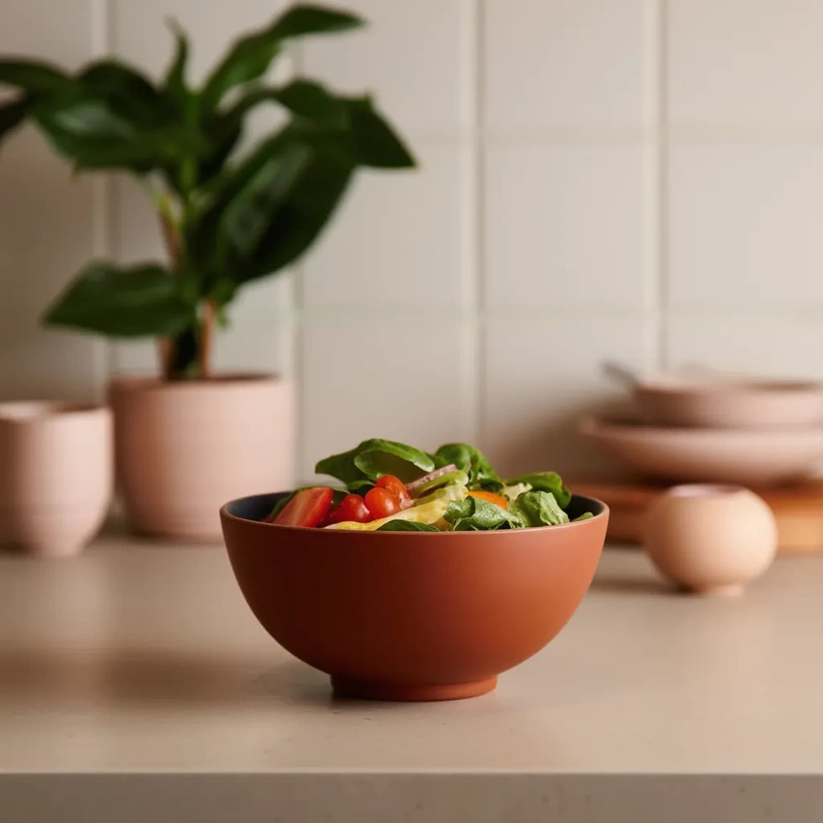 Melamine Bowl - Reddish-Brown & Black