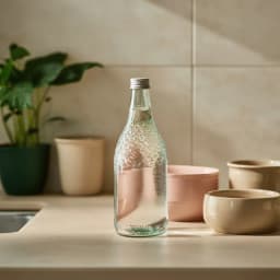 Clear Glass Bottle with Textured Finish and Metal Cap - view 1