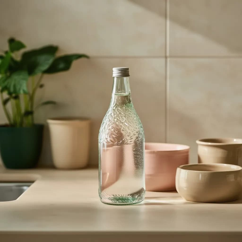 Clear Glass Bottle with Textured Finish and Metal Cap