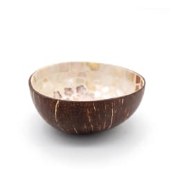 Wood Bowl with Iridescent Shell Mosaic Interior - view 3