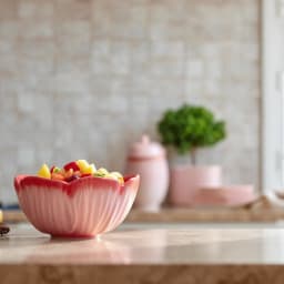 Pink Porcelain Flower Bowl - Petal Design - view 1