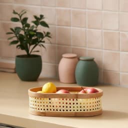 Set of 3 Oval Bamboo & Woven Storage Baskets - Natural - view 4