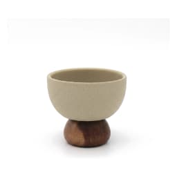 Ceramic Cup with Wooden Base - Beige & Brown - view 3