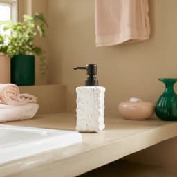 Glass Soap Dispenser - White Speckled with Black Pump - view 1