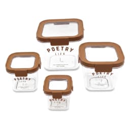 Acrylic Storage Container Set - 4 Clear Pieces with Brown Lids - view 3