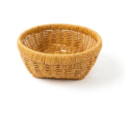 Three oval khous storage baskets in natural yellowish-brown color, varying in size, on a white background. - view 3